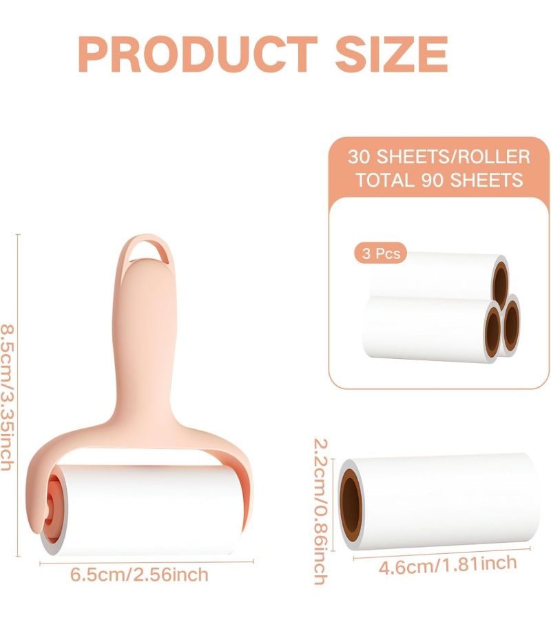Multi Functional Lint Roller Set Pink 50 Sheets Pet Hair Remover - Image 3