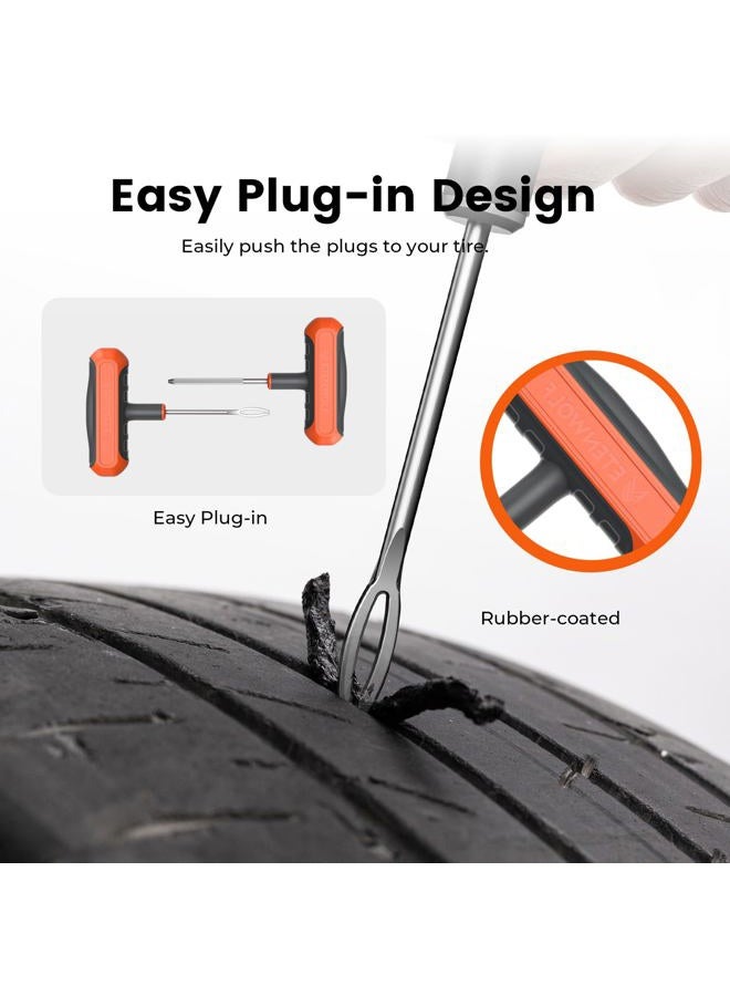 ETENWOLF Flat Tire Repair Kit with Plugs 42 Pcs, Heavy Duty Tire Plug Kit for Car, Motorcycle, ATV, Jeep, Truck, Tractor (Vivid Orange) - Image 3
