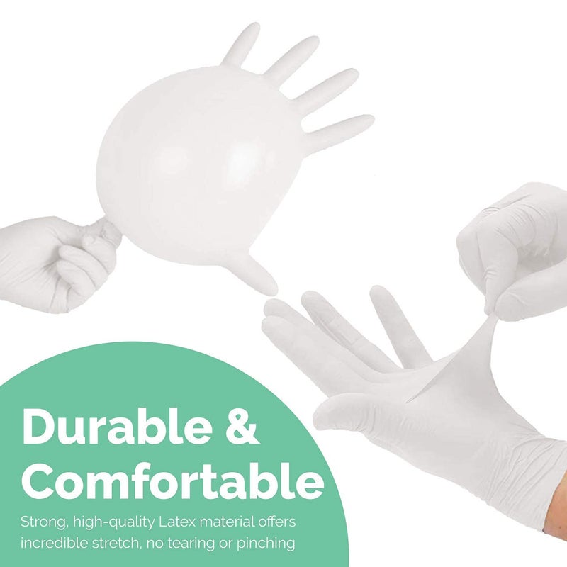 Latex Hand GlovesWhiteFood GradeNon SterileMedical ExaminationAllPurposeLess PowderedCleaningExamination Gloves Pack of 100 Extra Large XL 100 count  - Image 5