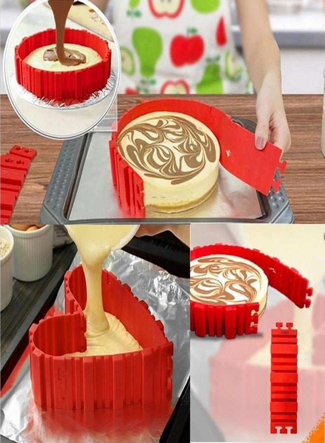 Cpixen Nonstick Rubber Baking Mould Tool (Red) - Set of 4 - Image 1