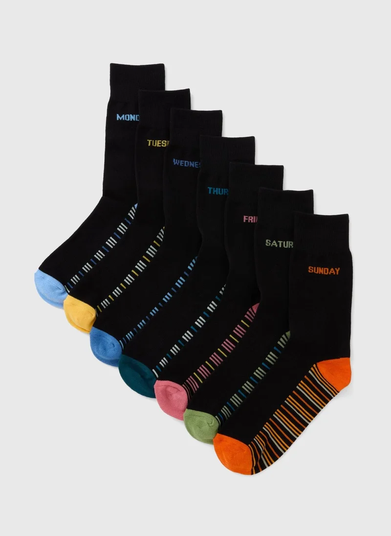 Matalan Black 7 Pack Days Of The Week Socks