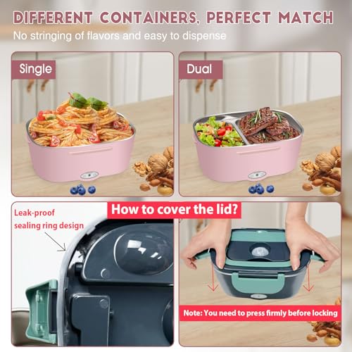 LAVAED Electric Heated Lunch Box - 80W Fast Heating, Portable Warmer for Car/Truck/Office/Outdoor, BPA Free - Image 5