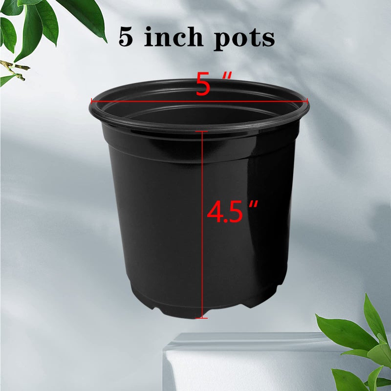 RAOOKIF 100 Pack Nursery Pots, 4 5 6 Inch Nursery Pot for Plants, Plastic Plant Pots with Drainage Holes, Garden Flower Pots for Transplanting, Succulents, Cuttings, Seedlings(5inch,100pcs) - Image 3