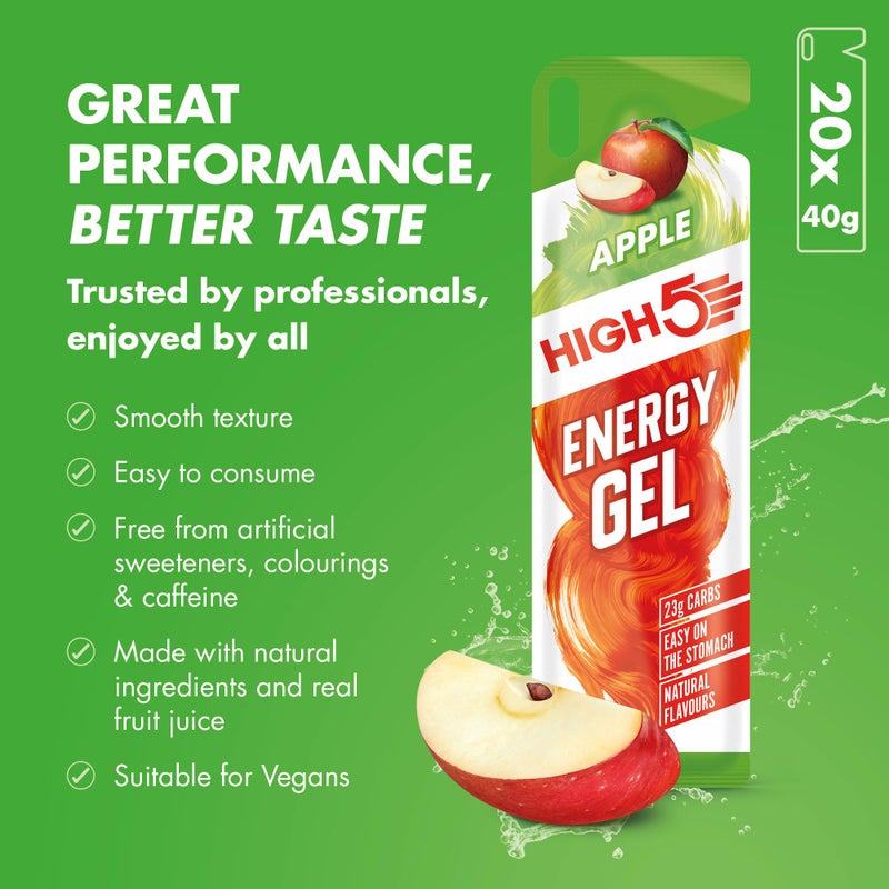 High5 Energy Gels for Running - Glucose Gel for Fast & Sustained Energy - Natural Fruit Juice, No Caffeine - On-the-Go Fuel for Runners, Cyclists & Endurance Athletes, Hiking Food (Apple, 20 x 40g) - Image 3