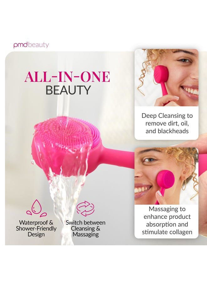 PMD Beauty Clean Mini - Smart Facial Cleansing Device with Silicone Brush and Anti-Aging Massager, Pink - Image 3