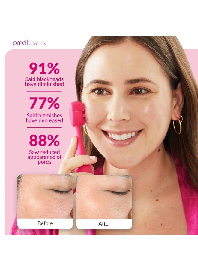 PMD Beauty Clean Mini - Smart Facial Cleansing Device with Silicone Brush and Anti-Aging Massager, Pink - Image 4