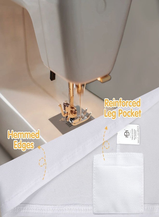 BRILLMAX 6 Pack White Spandex Table Covers for 6 Ft Rectangle Tables - 180 GSM Thick Stretch Tablecloth Fitted, Reinforced Foot Pockets, Wrinkle Free Cloth for Wedding Banquet Party Trade Show - Image 4