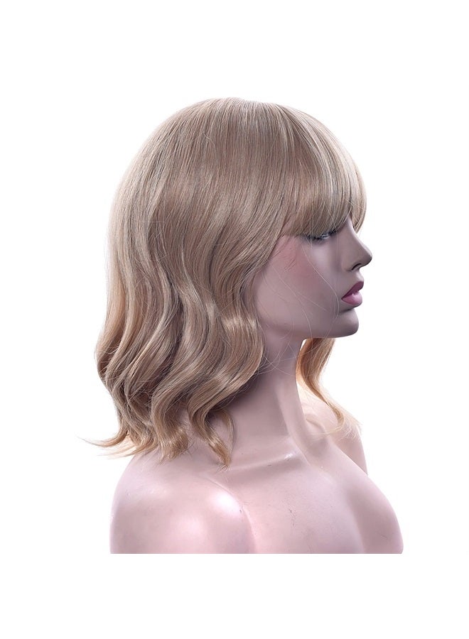 IMISSU Short Curly Hair Bob Wigs Cosplay Wig with Bangs Halloween Costume Party Headwear for Women (Dirty Blonde) - Image 3