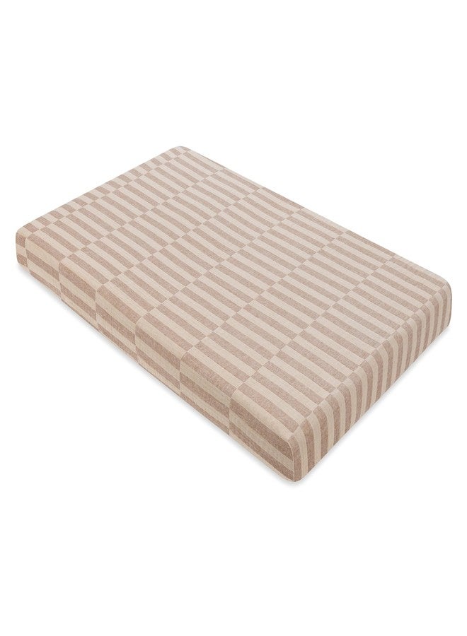 Babyletto 100% Organic Cotton Mini Crib Sheet, GOTS-Certified, Fitted 360°, Ultra-Soft and Breathable Muslin - Cocoa Offset Stripe - Image 2