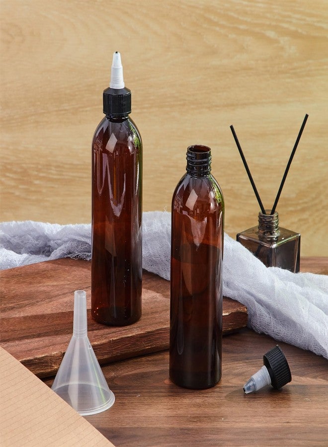 Barydat مجموعة باريدات من 36 زجاجة ضغط سعة 8 أونصة، مزودة بغطاء لولبي، زجاجات زيت شعر فارغة مع قمع، زجاجات بلاستيكية كهرمانية قابلة لإعادة التعبئة، مناسبة لزيت الشعر السائل والشامبو واللوشن - Image 4