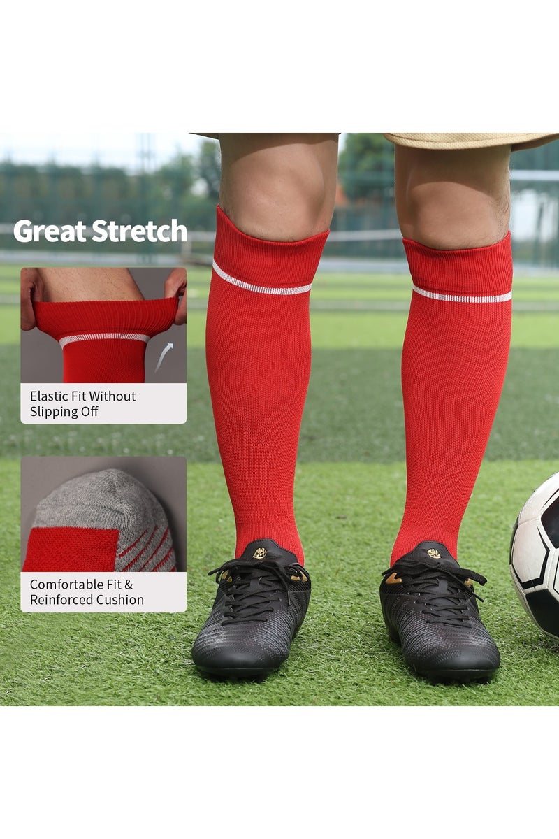 SKY WING Men's And Women's Soccer Socks Color Stretchy Compression Knee High Tube Socks Football Athletic Socks for Unisex-Red-3 Pair - Image 2