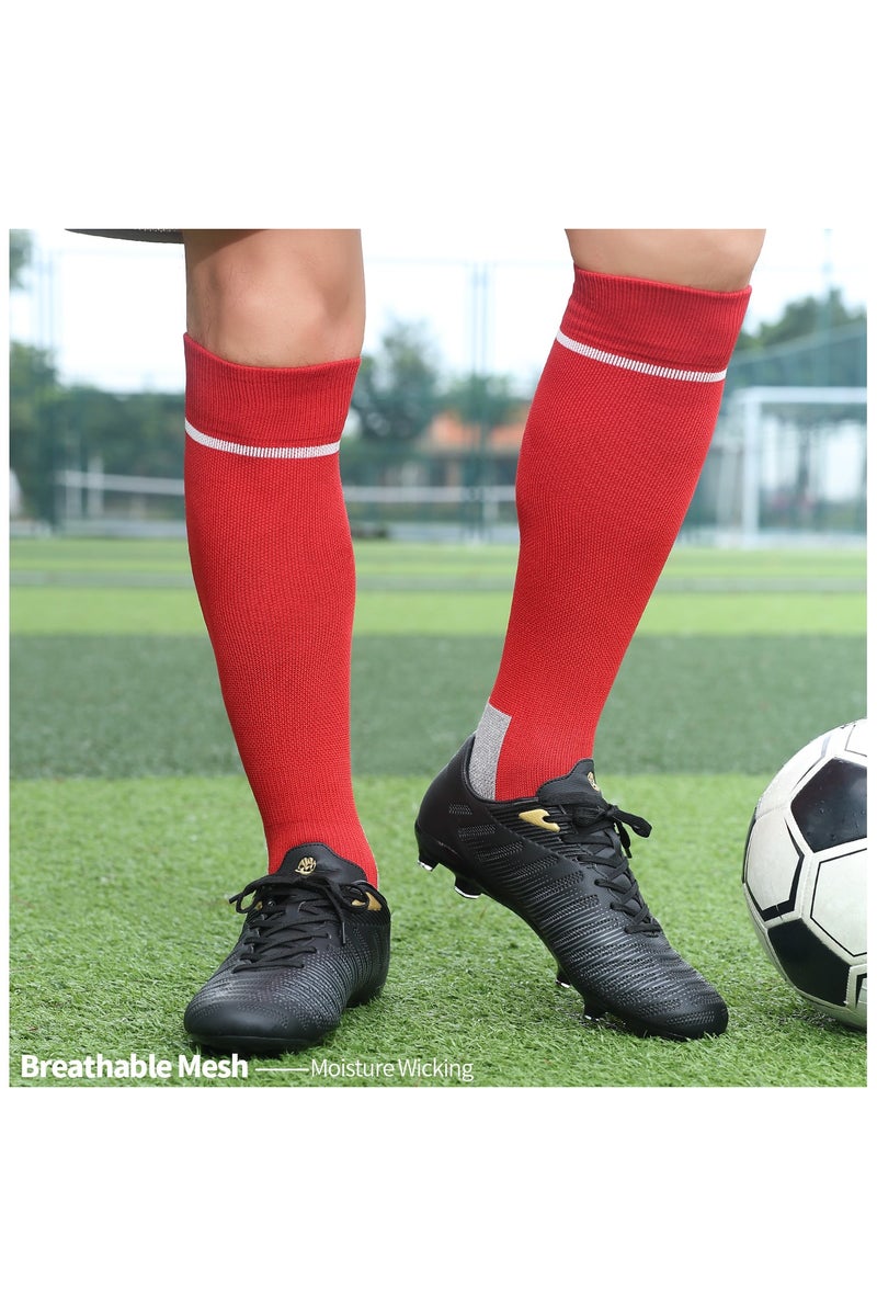 SKY WING Men's And Women's Soccer Socks Color Stretchy Compression Knee High Tube Socks Football Athletic Socks for Unisex-Red-3 Pair - Image 4