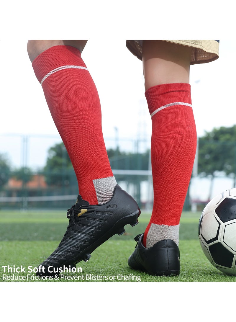 SKY WING Men's And Women's Soccer Socks Color Stretchy Compression Knee High Tube Socks Football Athletic Socks for Unisex-Red-3 Pair - Image 5
