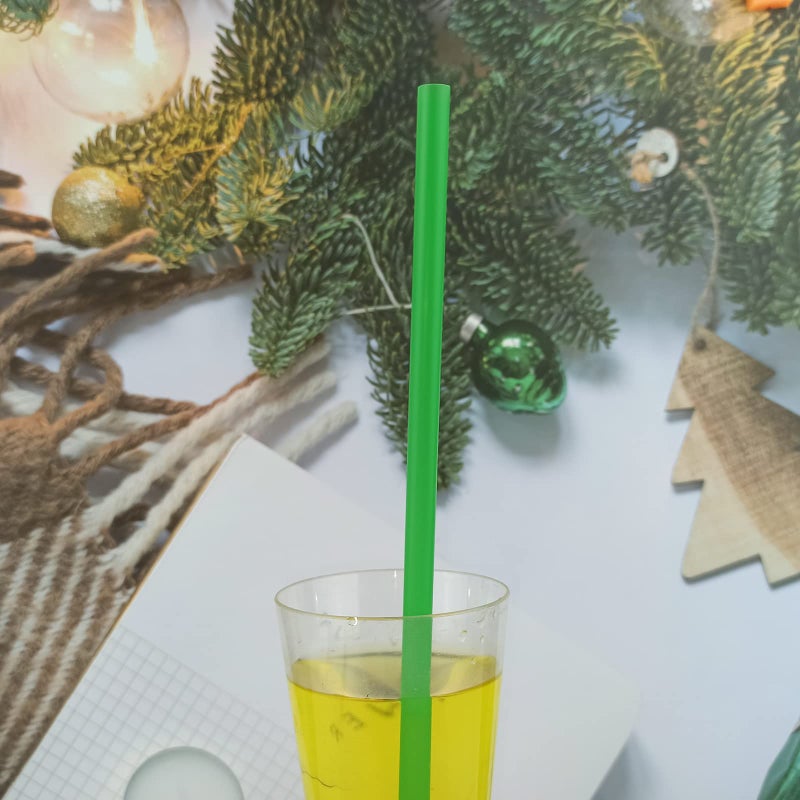 YAOSHENG 200PCS 10.2 Inches Disposable Decorative Green Plastic Straws for Birthday Wedding Cocktail Party Supplies (0.23 * 10.2inch) (Green) - Image 3