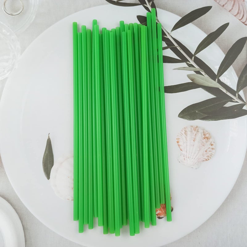 YAOSHENG 200PCS 10.2 Inches Disposable Decorative Green Plastic Straws for Birthday Wedding Cocktail Party Supplies (0.23 * 10.2inch) (Green) - Image 4