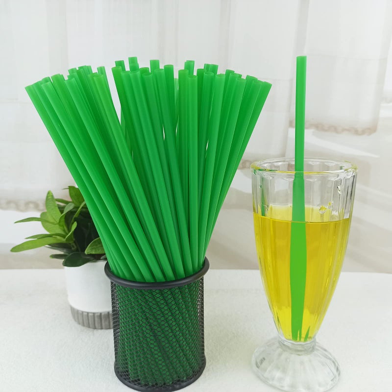 YAOSHENG 200PCS 10.2 Inches Disposable Decorative Green Plastic Straws for Birthday Wedding Cocktail Party Supplies (0.23 * 10.2inch) (Green) - Image 2