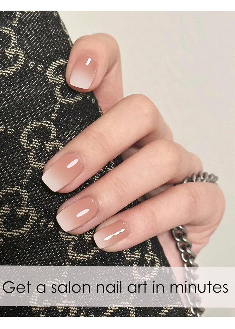 Wahrshei Semi Cured Gel Nail Strips, Nude Obrem 20pcs Adhesive UV Sticker, Wraps for Home Manicure DIY - Image 3