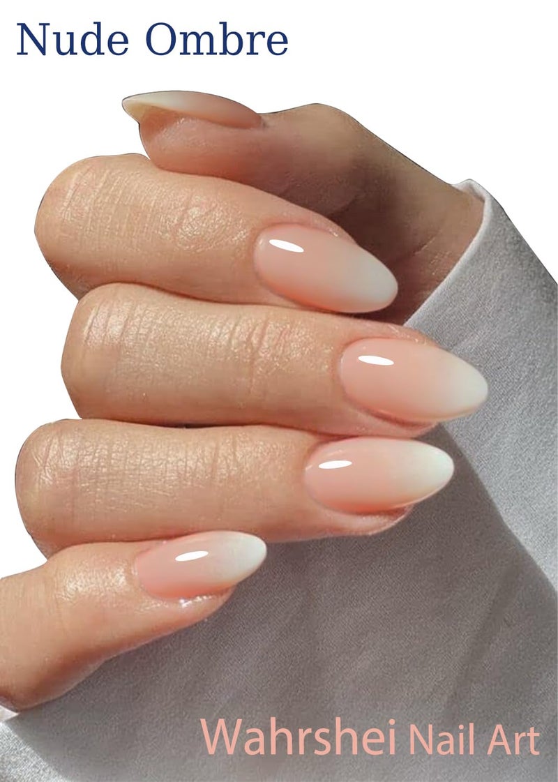 Wahrshei Semi Cured Gel Nail Strips, Nude Obrem 20pcs Adhesive UV Sticker, Wraps for Home Manicure DIY - Image 4