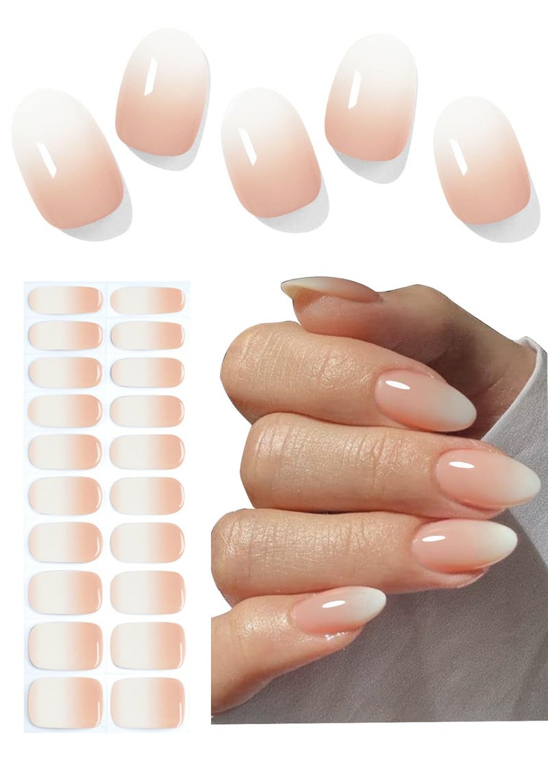 Wahrshei Semi Cured Gel Nail Strips, Nude Obrem 20pcs Adhesive UV Sticker, Wraps for Home Manicure DIY - Image 1