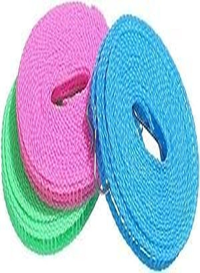 Vyoree Heavy Duty 5M Nylon Clothes Drying Rope with Hooks – Windproof, Anti-Slip Clothesline for Balcony, Outdoor, Indoor, Travel – Laundry Hanging Wire – Pack of 3 | कपड़ा सुखाने वाली रस्सी - Image 1