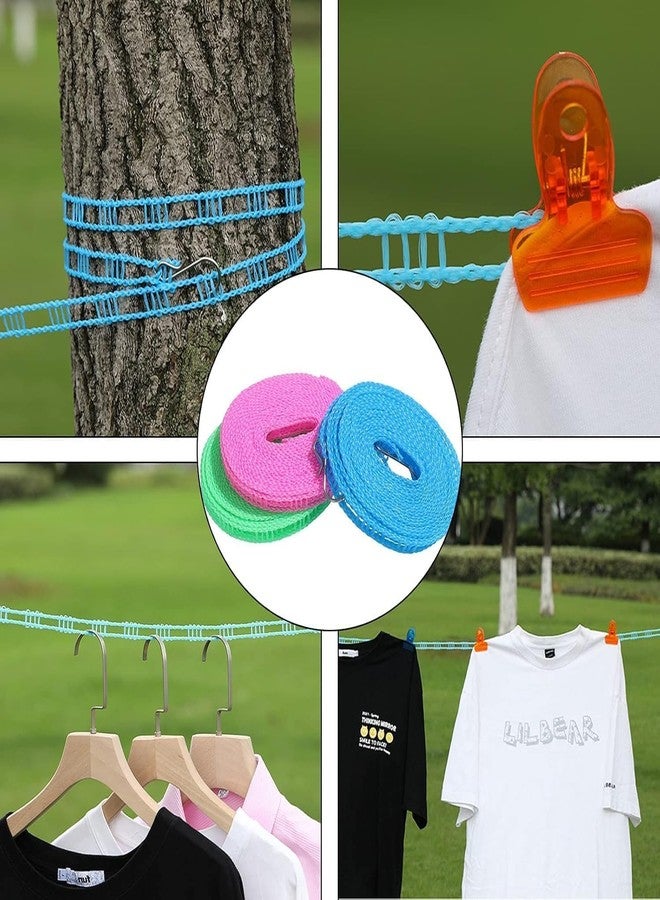 Vyoree Heavy Duty 5M Nylon Clothes Drying Rope with Hooks – Windproof, Anti-Slip Clothesline for Balcony, Outdoor, Indoor, Travel – Laundry Hanging Wire – Pack of 3 | कपड़ा सुखाने वाली रस्सी - Image 4