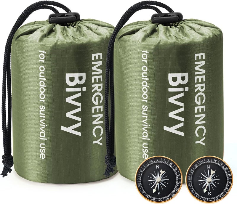 Esky Emergency Sleeping Bag, Portable Emergency Blanket Thermal Bivy Sack, Waterproof Lightweight Survival Gear with Compass for Camping Hiking Outdoor Adventure - Image 1