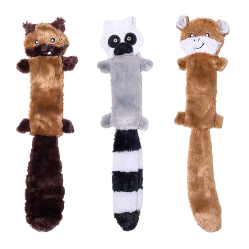 ZippyPaws Skinny Peltz No Stuffing Dog Toy Pack to Keep Them Busy for Medium and Large Dogs Squeaky Pet Toys Unstuffed Chew Toys Soft Plush Variety Pack Chipmunk Lemur and Monkey 18 - Image 1