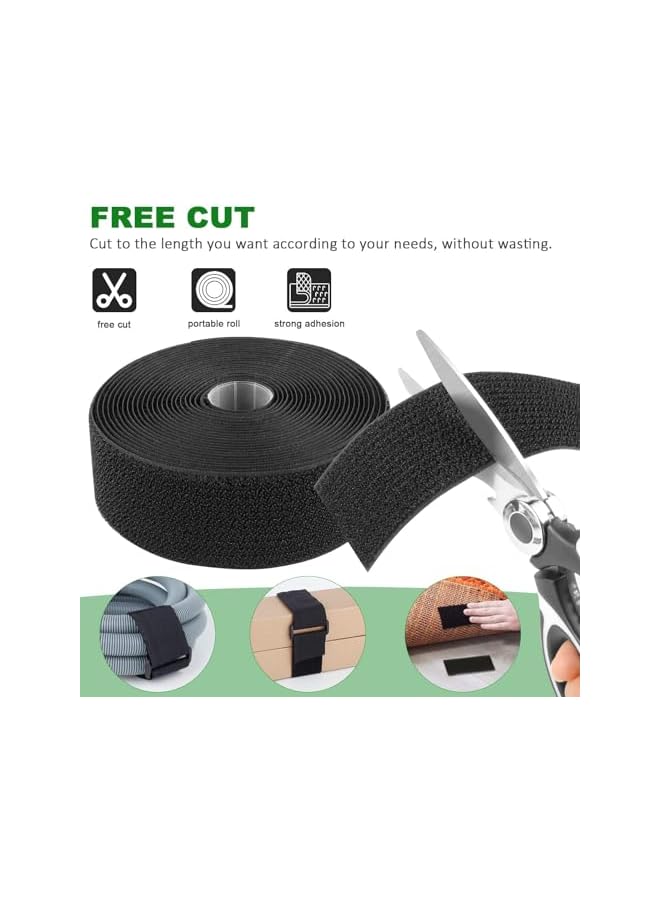 PROMASS promass Adjustable Cable Straps, 5cm×5m Wide Cable Ties with 20 Buckles, Free Cut Length, Reusable Fastening Cable Ties, Hook and Loop Securing Strap for Cable Tidy, Wire Management, Cord Organiser  - Image 2