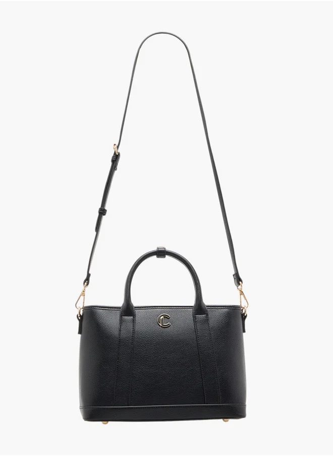 Le Confort Women's Textured Tote Bag with Double Handle and Zip Closure