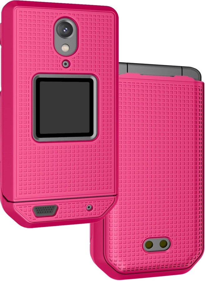 نيكيد سيل فون جراب Nakedcellphone مع مشبك لهاتف CAT S22 القابل للطي، غطاء صلب رفيع بلون وردي فاقع، وحامل حزام خصر دوار/بمشبك. - Image 2