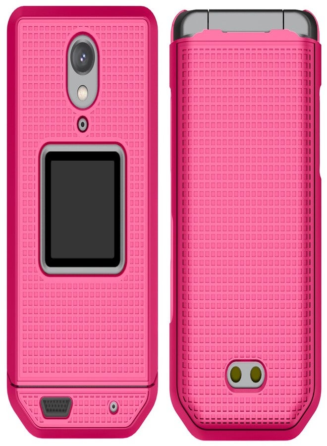 نيكيد سيل فون جراب Nakedcellphone مع مشبك لهاتف CAT S22 القابل للطي، غطاء صلب رفيع بلون وردي فاقع، وحامل حزام خصر دوار/بمشبك. - Image 4