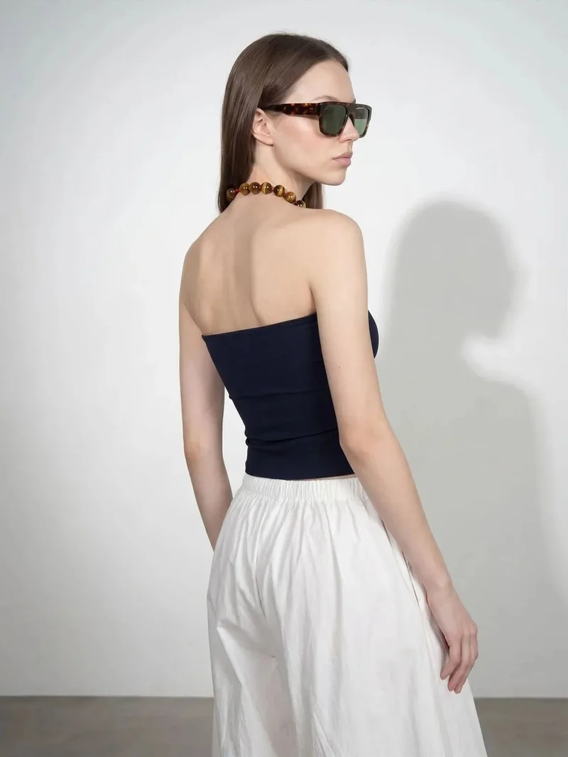 ديلفين Dilvin Women’s Strapless Crop Bandeau Top