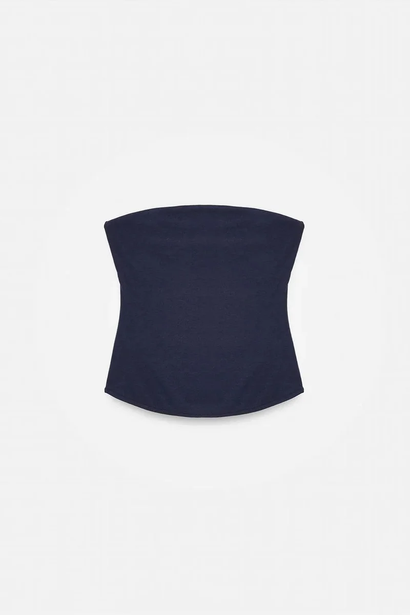 Dilvin Navy Blue DILVIN Women’s Strapless Crop Bandeau Top for Women | Best Price UAE