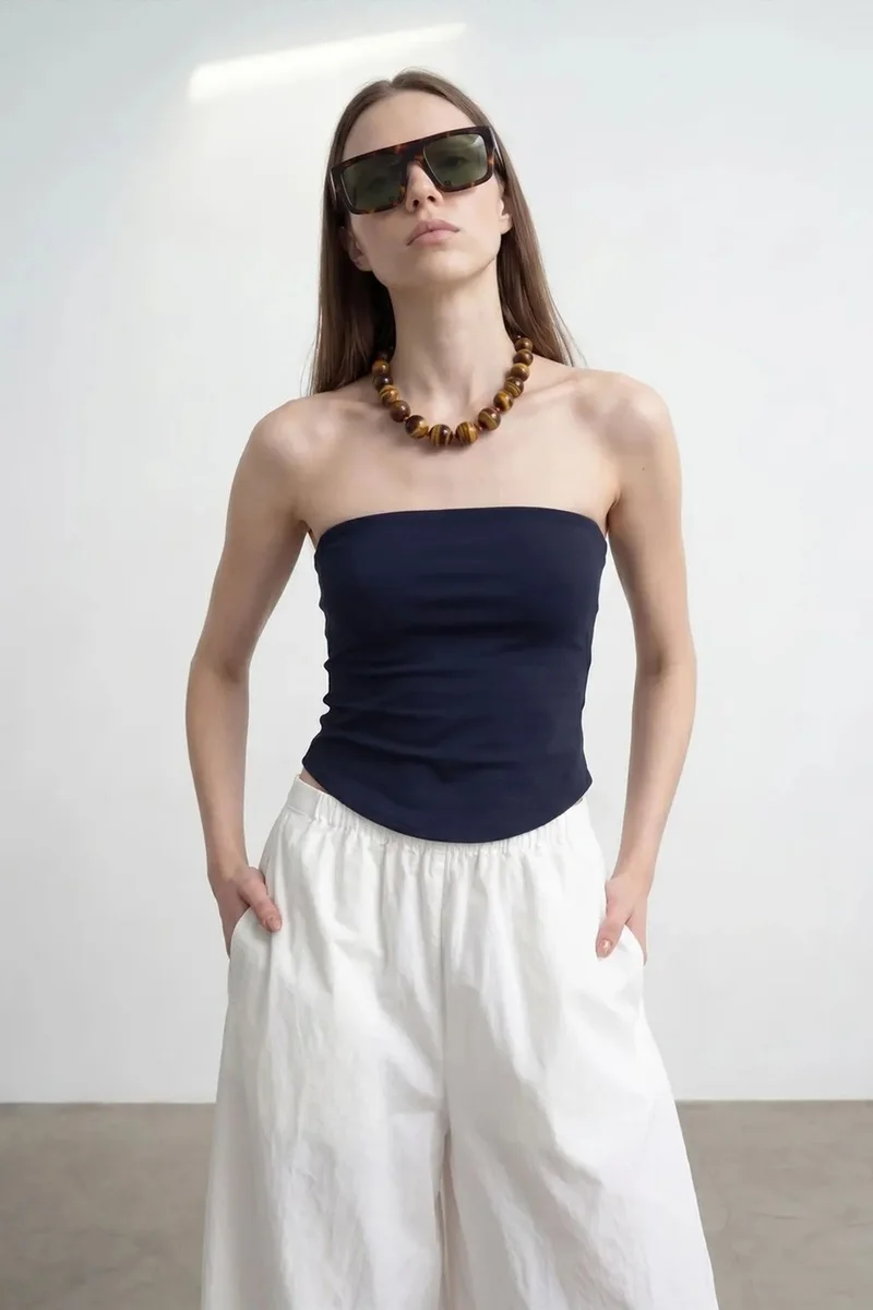 DILVIN Women’s Strapless Crop Bandeau Top
