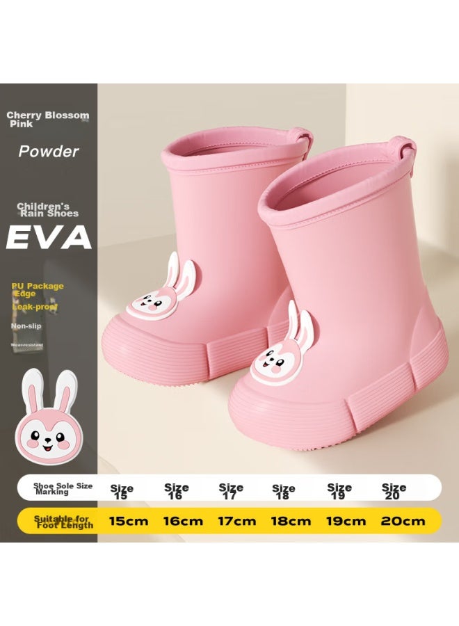 Moremerry Kids Rain Shoes Boys Girls Waterproof 3d Baby Elastic Anti-slip Wear-resistant Cartoon Water Shoes Cherry Blossom Pink Size 19 - Image 1