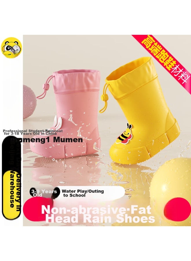Moremerry Kids Rain Shoes Boys Girls Waterproof 3d Baby Elastic Anti-slip Wear-resistant Cartoon Water Shoes Cherry Blossom Pink Size 19 - Image 2