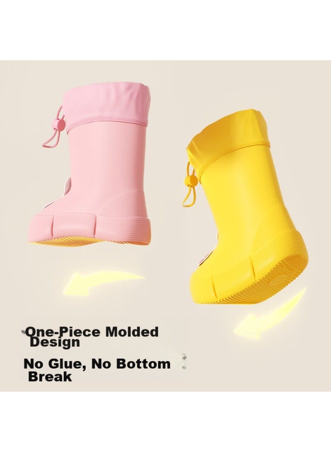 Moremerry Kids Rain Shoes Boys Girls Waterproof 3d Baby Elastic Anti-slip Wear-resistant Cartoon Water Shoes Cherry Blossom Pink Size 19 - Image 3