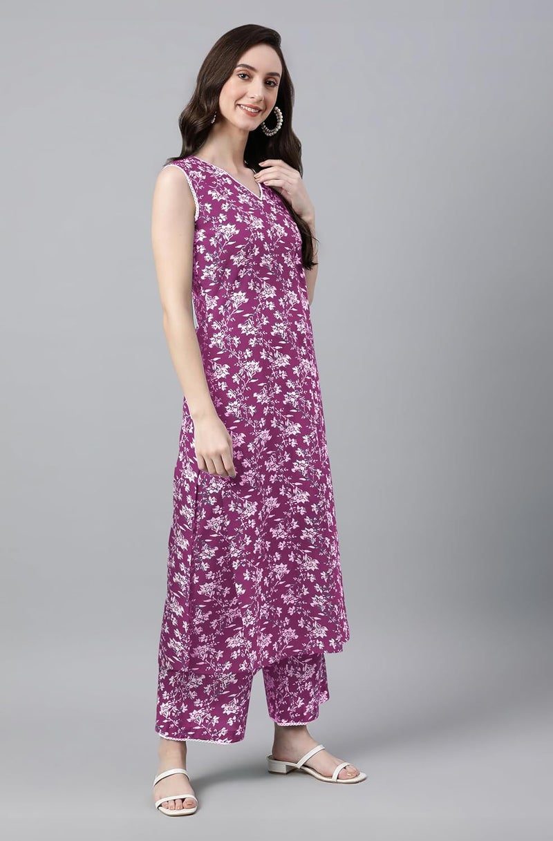 Janasya Women's Pure Cotton Floral Printed Straight Co-Ord Set - Image 5