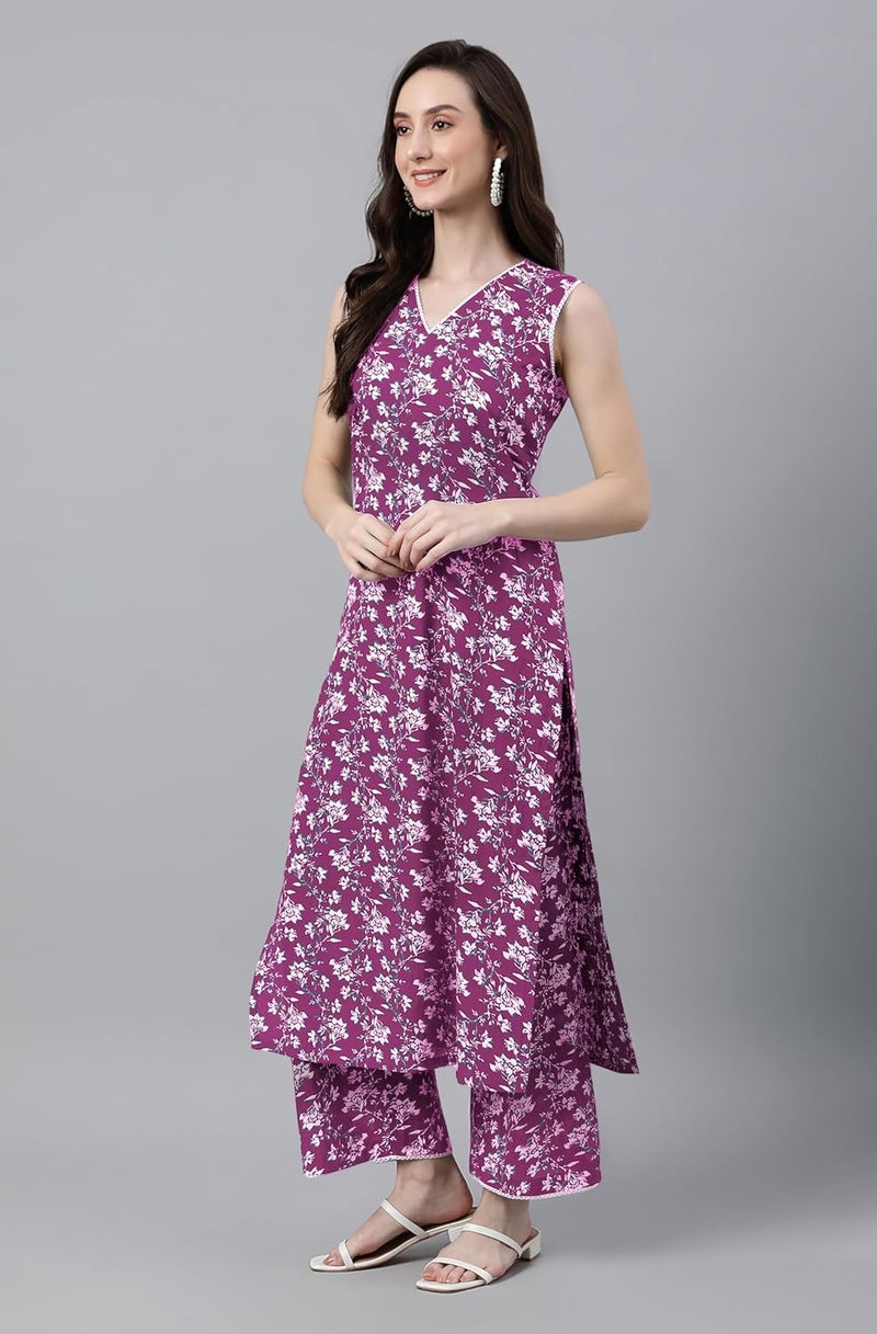 Janasya Women's Pure Cotton Floral Printed Straight Co-Ord Set - Image 4