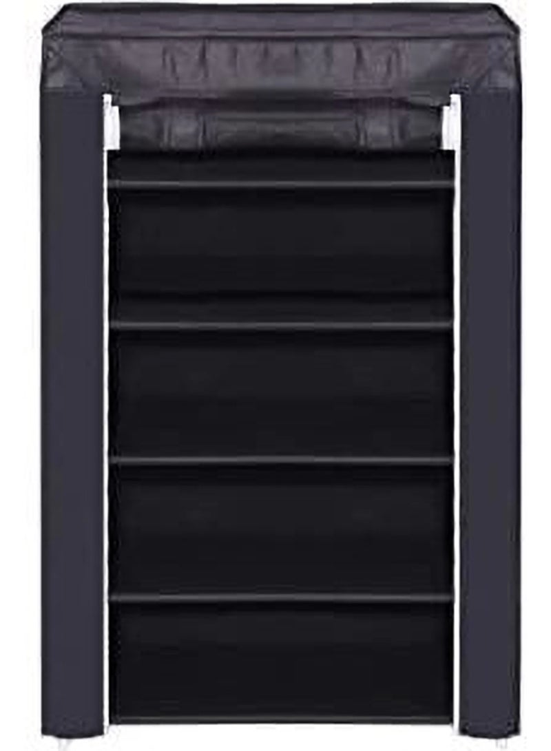 eBasket 5-Tier Shoe Rack, Shoe Closet Organizer (Black) - Image 2