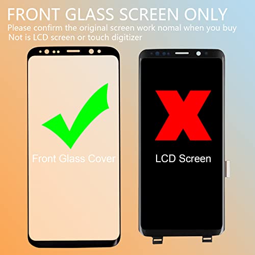 Agzssl Original Samsung Galaxy S8 Plus Front Glass Repair Kit Screen Replacement Outer Glass Screen incl Waterpoof Frame Adhesive,Repair Glue and Lamp Tool Kit(No Digitizer,No LCD) 6.2 inch - Image 2