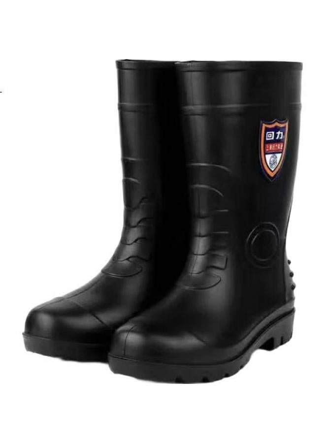 Warrior Rain Boots For Men, Waterproof Outdoor Shoes, Durable Rubber Boots, Non-Slip Rain Boots, Overshoes Hl8O9, Black Mid-Calf, Size 41 - Image 2