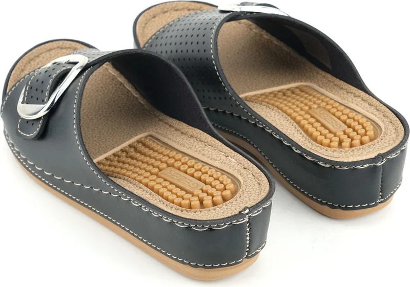 Gezer Women's Summer Massage Sole Single Buckle Adjustable High Heel Casual Slippers