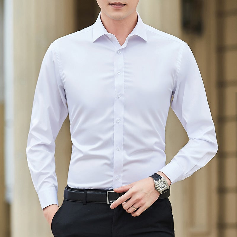 Trendy Men'S Professional Dress Suit With Long Sleeve White Shirt Men'S Korean Style Slim-Fit Business Casual Shirt - Image 2