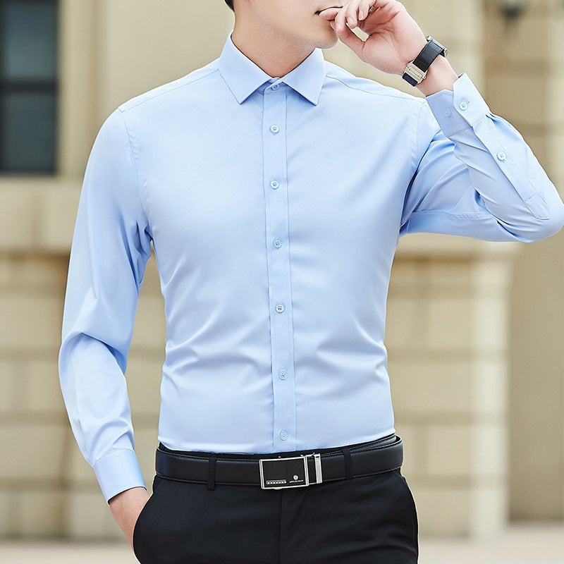 Trendy Men'S Professional Dress Suit With Long Sleeve White Shirt Men'S Korean Style Slim-Fit Business Casual Shirt - Image 3