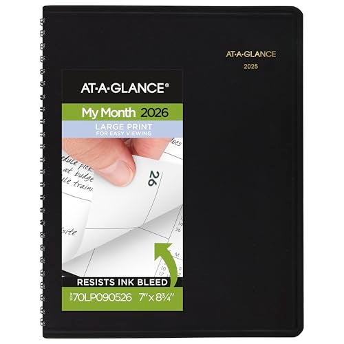 AT-A-GLANCE 2026 Planner, Monthly, 7" x 8-3/4", Medium, Easy Viewing Large Print, Black (70LP090526) - Image 1