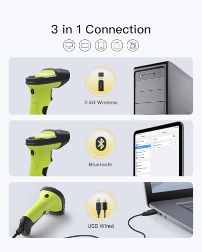 Inateck 2D Barcode Scanner, Wireless Bluetooth QR Code Scanner with AI APP & SDK, 180-Day Battery Life, Fast & Accurate Scanning, Compatible with iOS/Android/Windows - Image 4
