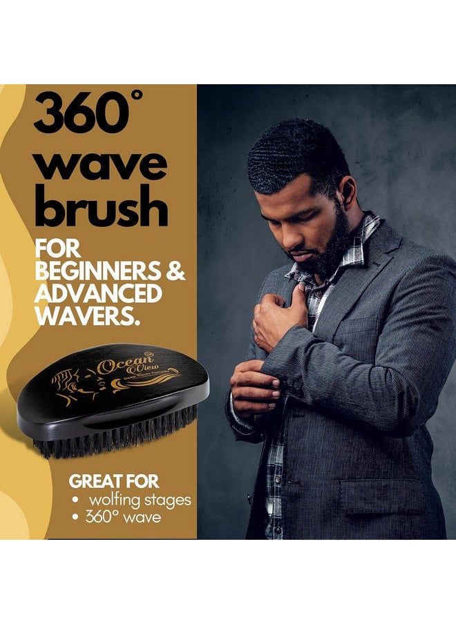 OCEAN VIEW DEEP WAVES POMADE - Wave Brush For Men 360 Waves Hair Brush With Medium Firm Bristles Helps Build 540 And 720 Waves Wooden Palm Brush Contoured For Maximum Control With Thumb Indentations - Image 1
