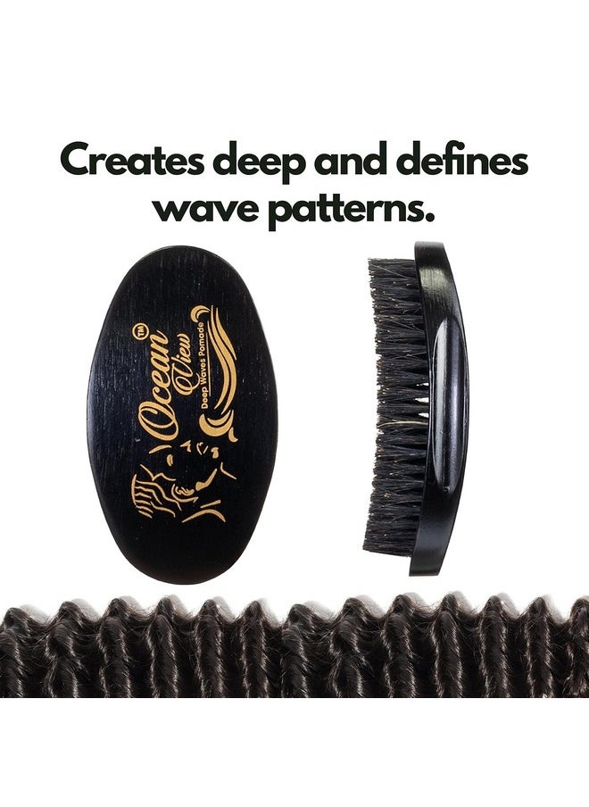 OCEAN VIEW DEEP WAVES POMADE - Wave Brush For Men 360 Waves Hair Brush With Medium Firm Bristles Helps Build 540 And 720 Waves Wooden Palm Brush Contoured For Maximum Control With Thumb Indentations - Image 1