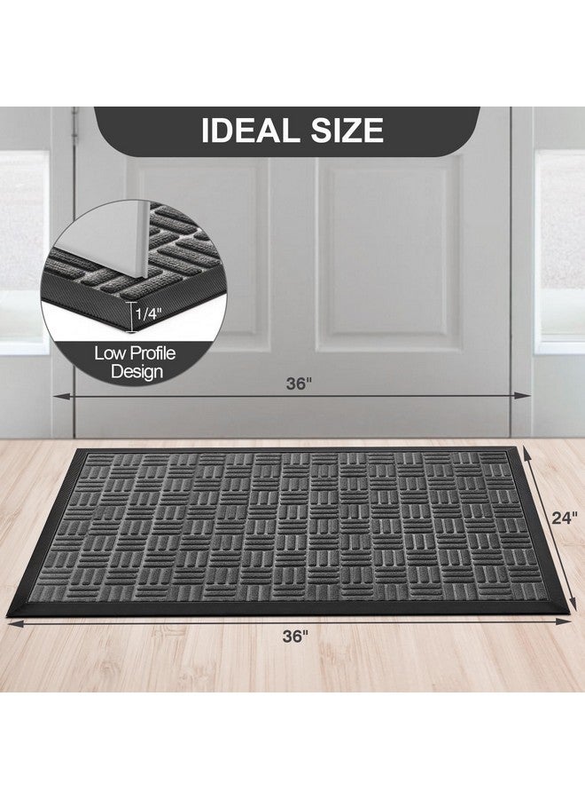 Mibao Front Door Mat, Heavy Duty Durable Welcome Mat for Outdoor Indoor, Dirt Trapper Waterproof Super Absorbent Door Mat for Entryway Outside Patio Porch, 24"x36", Gray - Image 1
